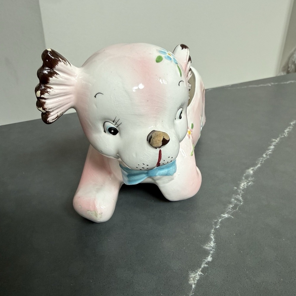 Vintage Inarco Puppy Dog Ceramic Planter Kitsch 5x7" - Picture 2 of 10